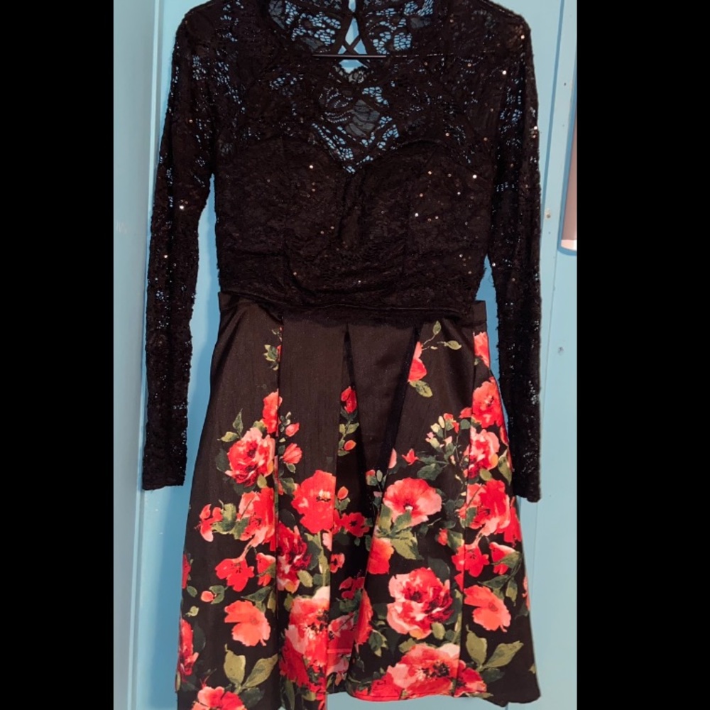 Two piece floral prom dress